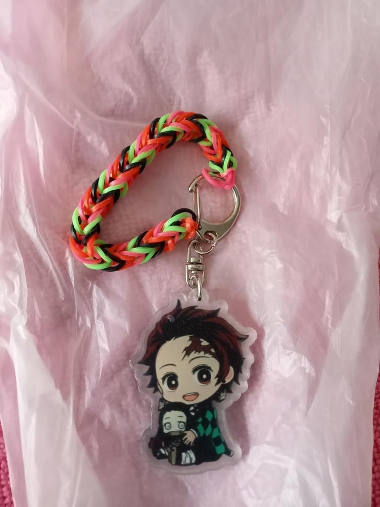 Demon Slayer Tanjiro & Nezuko sleutelhanger met bandje, Ophalen of Verzenden, Zo goed als nieuw, Knuffel of Figuurtje