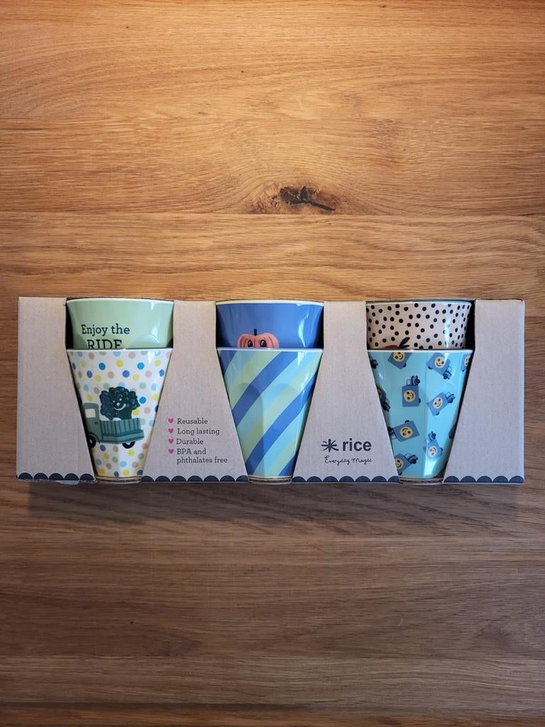 RICE Melamine Kinderbekers - Set van 6 - PFAS vrij, Ophalen of Verzenden, Nieuw, Overige materialen, Overige stijlen