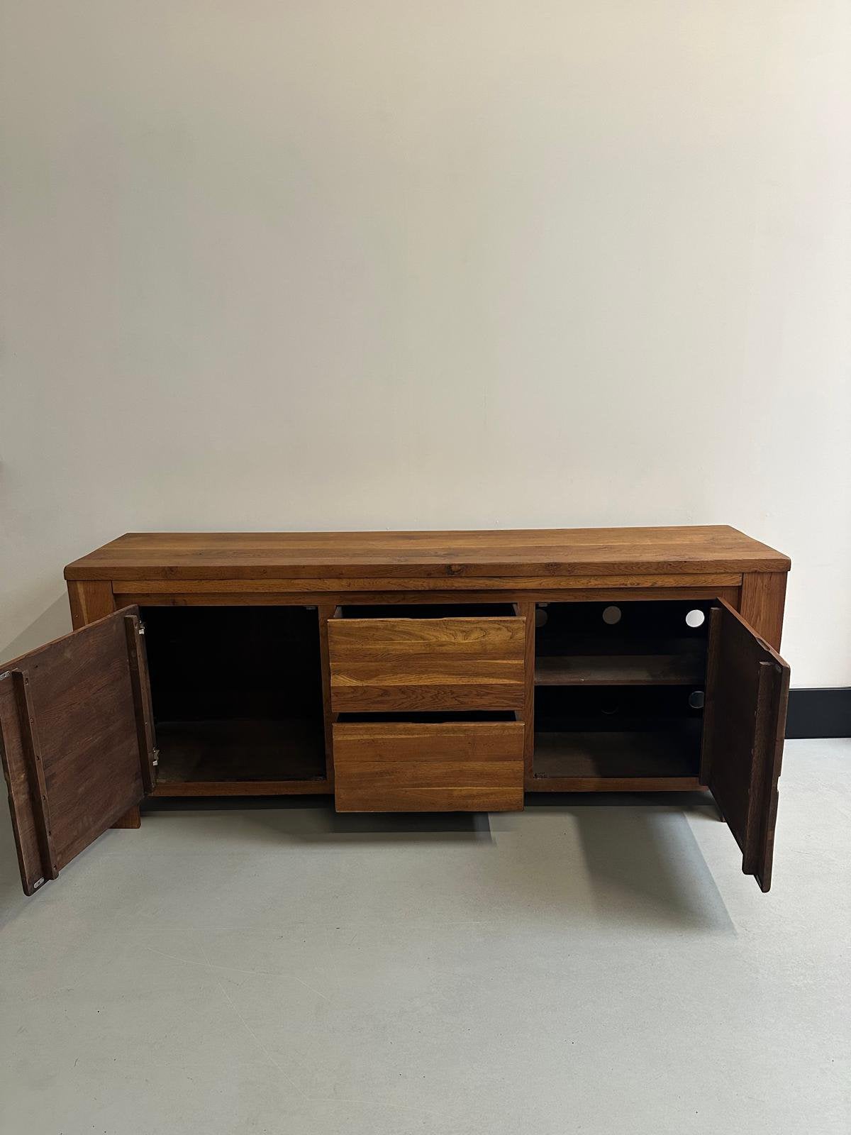 Massief teakhouten dressoir - 210 cm - zeer goede staat, Ophalen, Teakhout, Zo goed als nieuw, 200 cm of meer