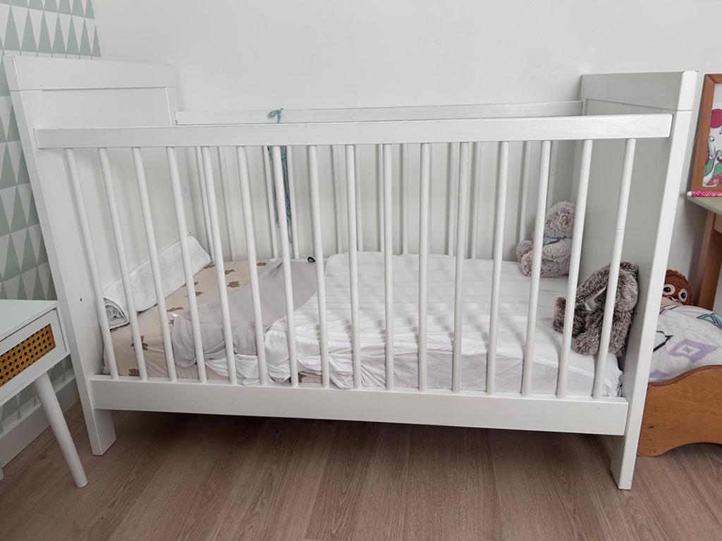 Wit ledikant van Bopita, Ophalen of Verzenden, Zo goed als nieuw, Minder dan 140 cm, Matras