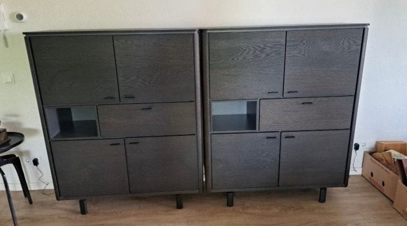 2X Henders & Hazel Livada Highboard 442238ONL Onyx met verli, Huis en Inrichting, Kasten | Overige, Ophalen, Zo goed als nieuw