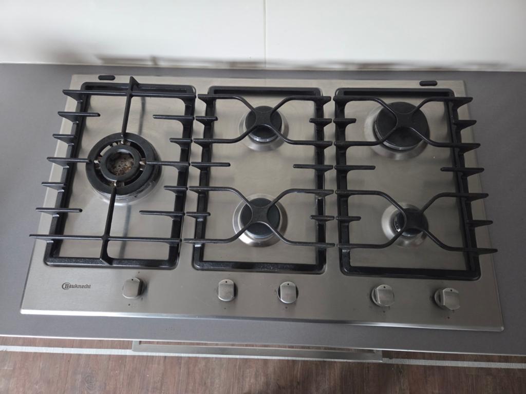 Bauknecht gaskookplaat 5-pits, Witgoed en Apparatuur, Kookplaten, Ophalen, Gebruikt, Inbouw, Gas