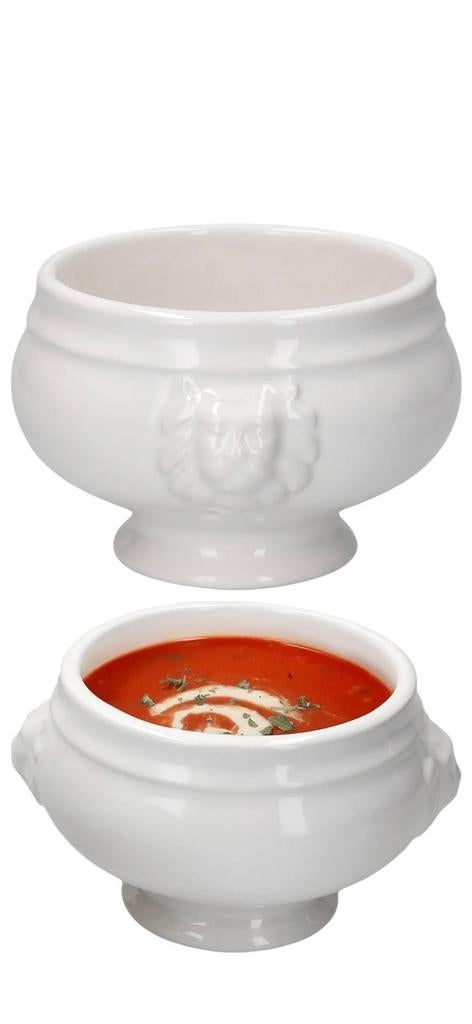 MamboCat Leeuwenkop-terrines set van 8 - 450 ml soepkommen, Keramiek, Nieuw, Ophalen of Verzenden, Kom(men)