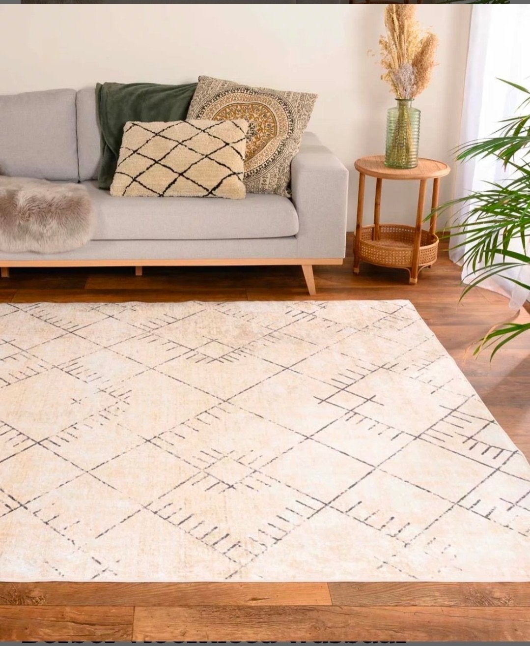 Nieuw wasbaar Vloerkleed 200x300, Huis en Inrichting, Stoffering | Tapijten en Kleden, Ophalen, Beige, 200 cm of meer, Rechthoekig