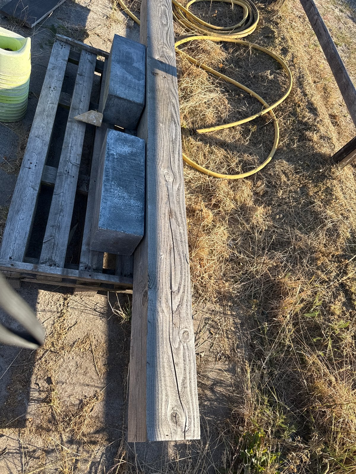 Douglas balken 20x20 cm en betonpoeren, Doe-het-zelf en Verbouw, Ophalen, Gebruikt, Balk, Overige houtsoorten