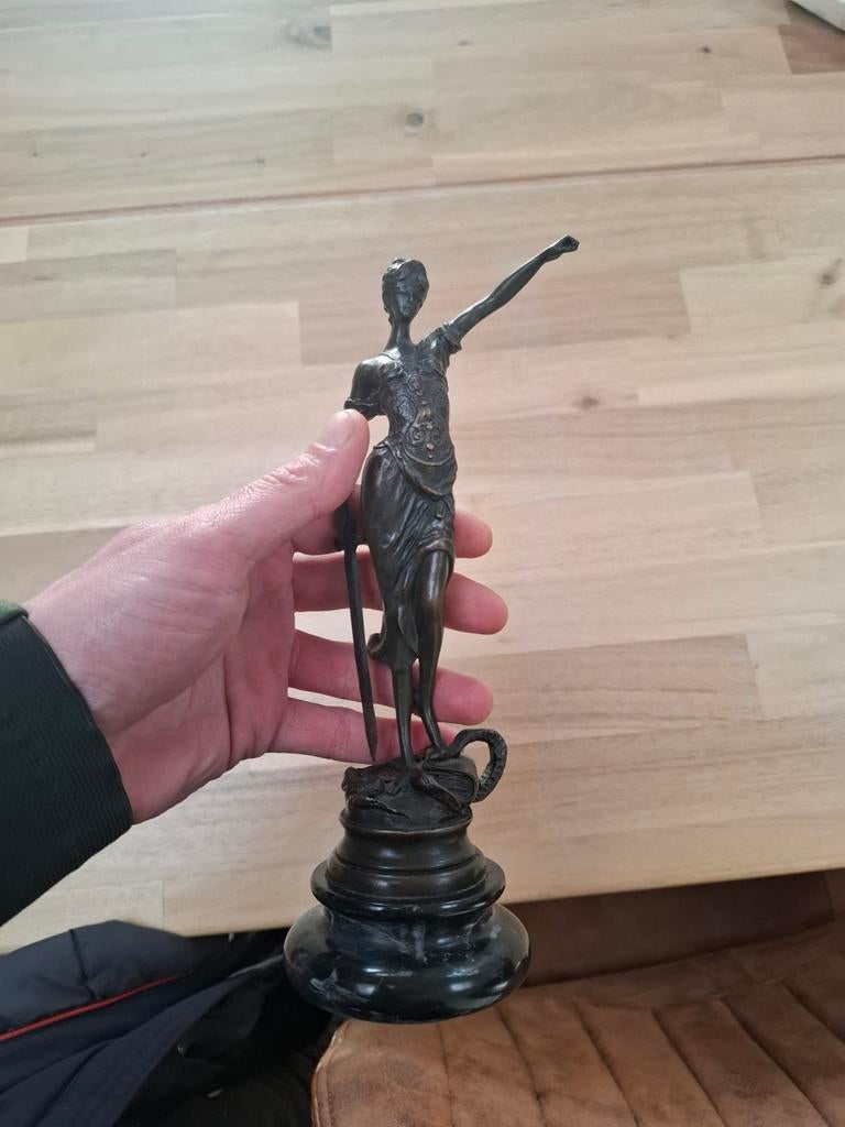**Antiek Frans bronzen beeld Justitia – JB Déposé Paris, Ophalen of Verzenden