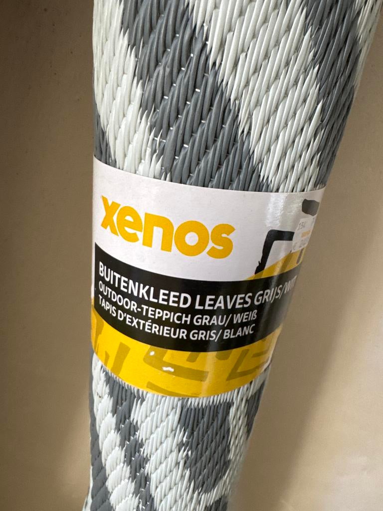 Xenos Buitenkleed Leaves Grijs/Wit 160/230, Huis en Inrichting, Stoffering | Tapijten en Kleden, Nieuw, 150 tot 200 cm, 200 cm of meer