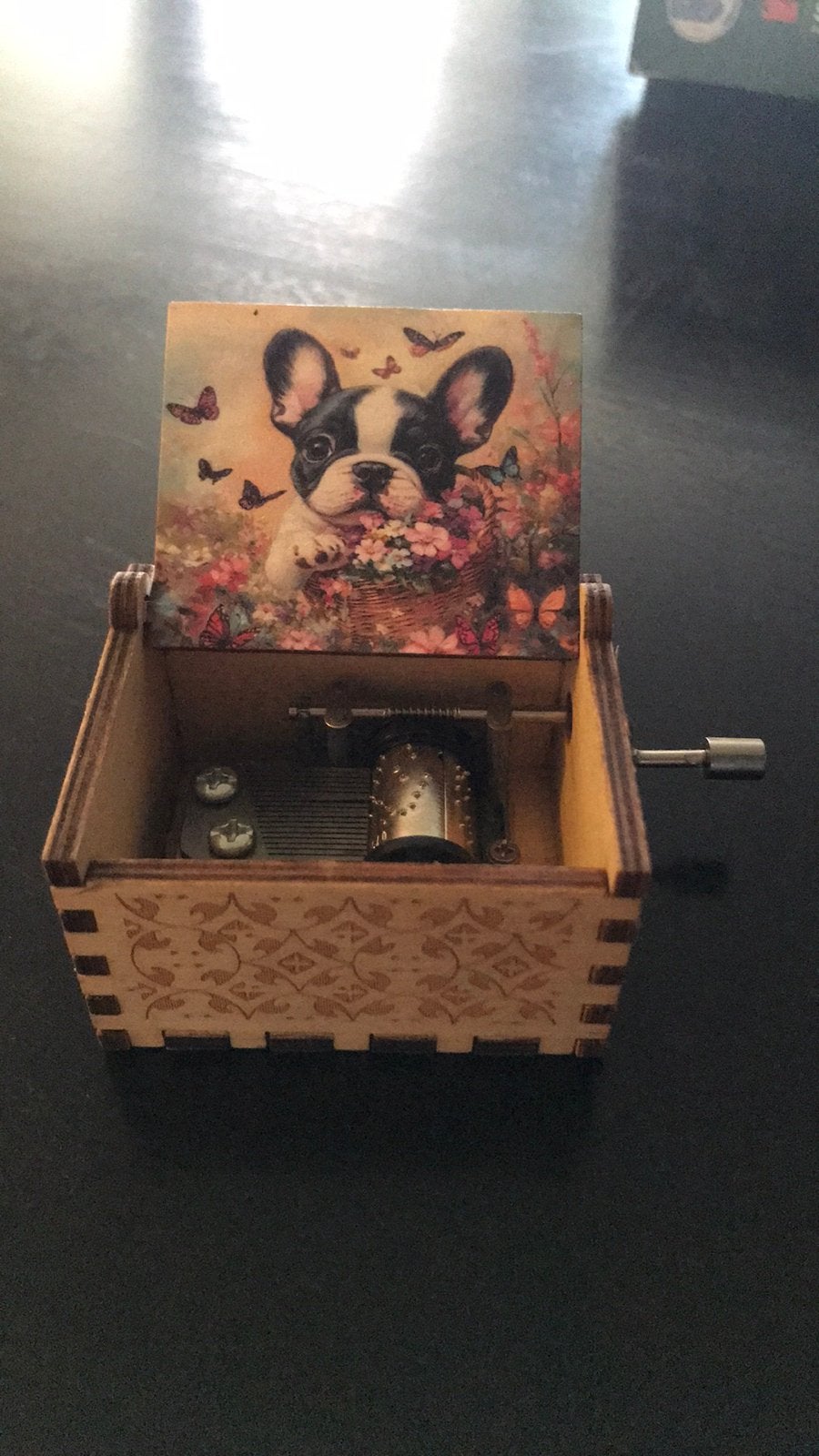 Speeldoosje Franse bulldog, Ophalen of Verzenden, Zo goed als nieuw