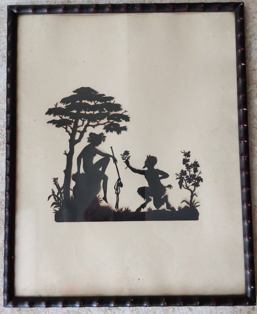 oude Papierknip kunst silhouet knipsel Mythologie ingelijst, Ophalen of Verzenden