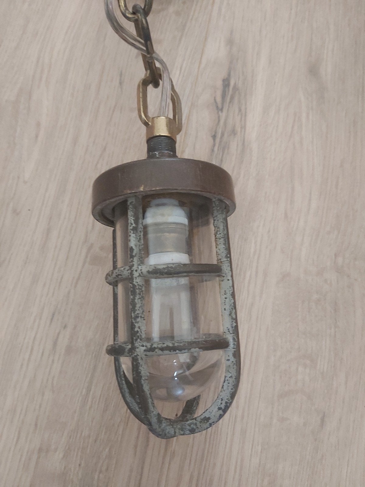 Kleine bronzen bully lamp kooilamp in zeer goede staat, Ophalen of Verzenden