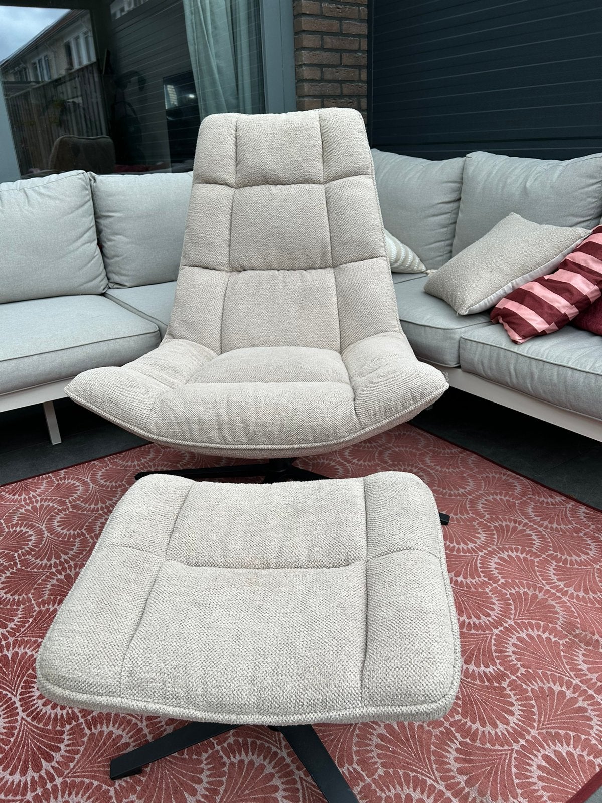 Leen bakker stoel Emily met voetgedeelte fauteuil, Huis en Inrichting, Fauteuils, Ophalen, Zo goed als nieuw, 75 tot 100 cm, 50 tot 75 cm