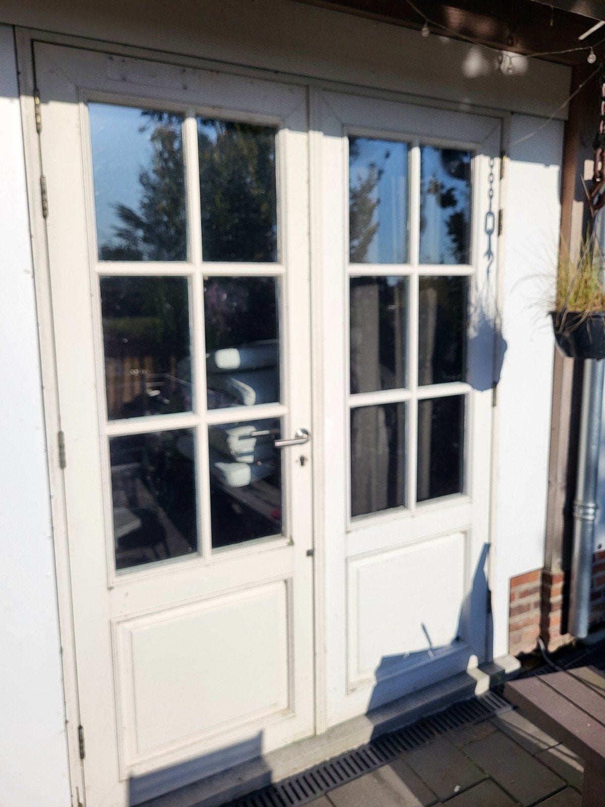 3x Buitendeuren met glas, 210x155 cm, Ophalen, Gebruikt, 200 tot 215 cm, Glas