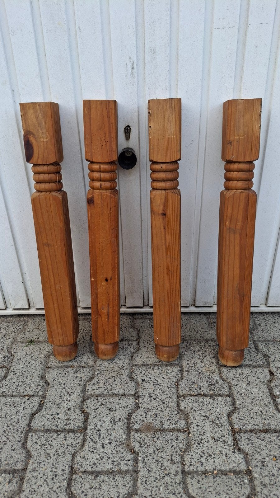 Set van 4 houten tafelpoten, gedraaid design, Huis en Inrichting, Tafelonderdelen, Ophalen, Tafelpoot, Minder dan 50 cm, Gebruikt