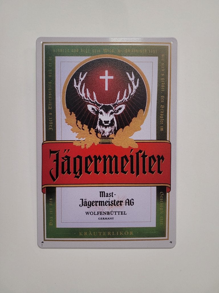 Jagermeister logo reclamebord van metaal wandbord decoratie, Verzamelen, Merken en Reclamevoorwerpen, Reclamebord, Info@deconoord.nl