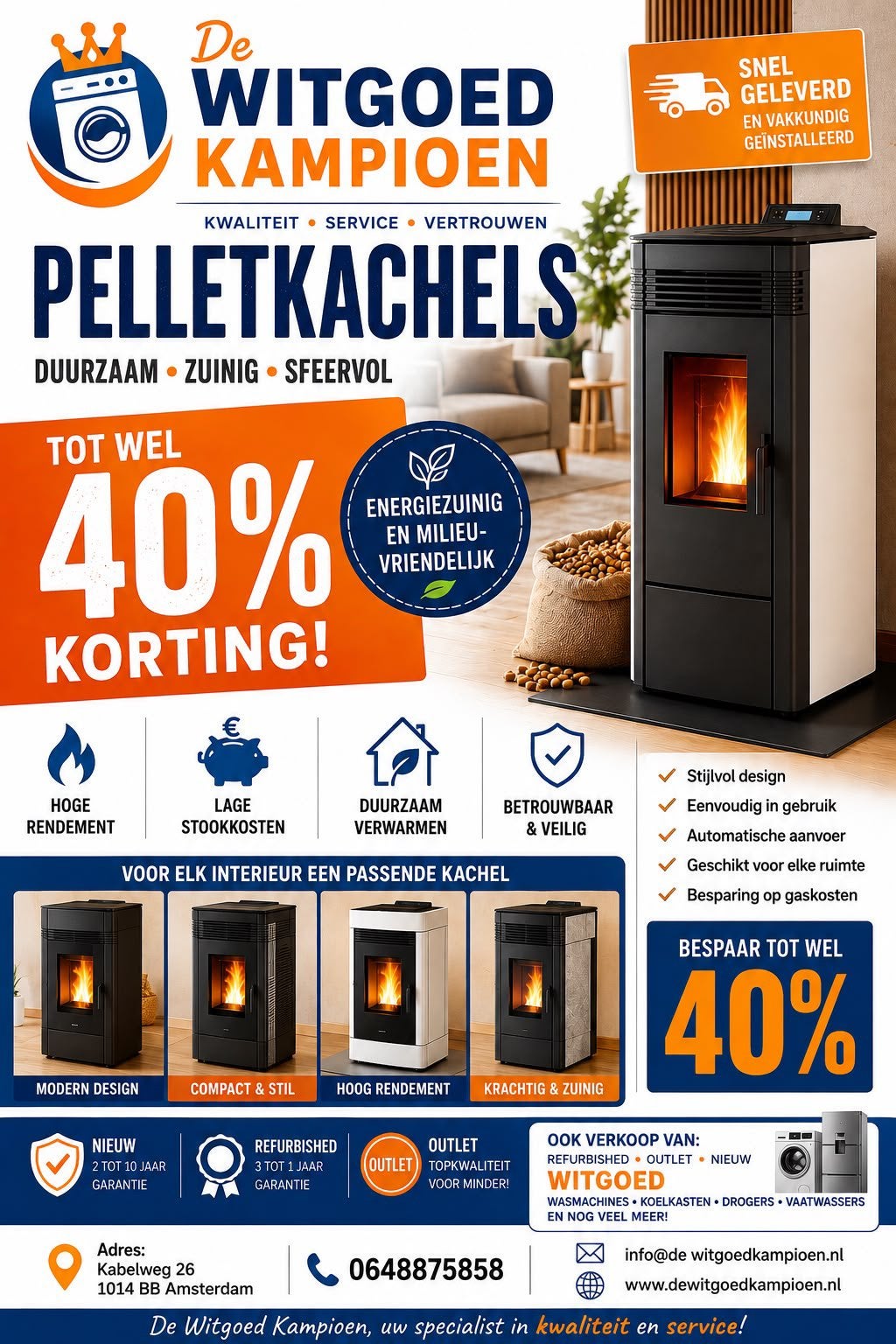 Nieuw!! Zuinige Fair Bio pelletkachels!!! 2 jaar garantie!!, Huis en Inrichting, Kachels, Nieuw, Ophalen of Verzenden, Hangend