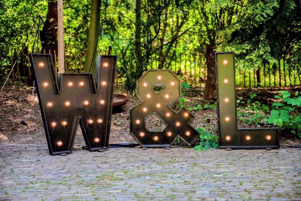Houten Licht Letter - W & L - Led lampen - zwart, Ophalen, Zo goed als nieuw, Geboorte of Huwelijk
