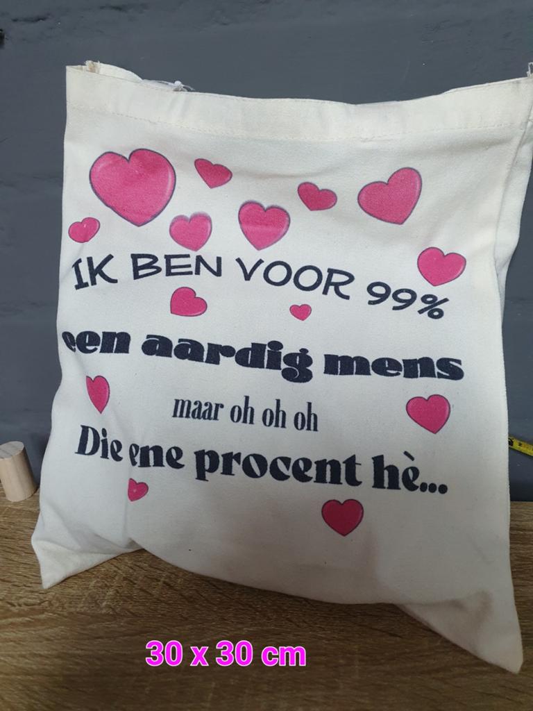 Nieuwe Canvas Tas met Leuke Tekst - 30x30 cm, Ophalen of Verzenden, Nieuw