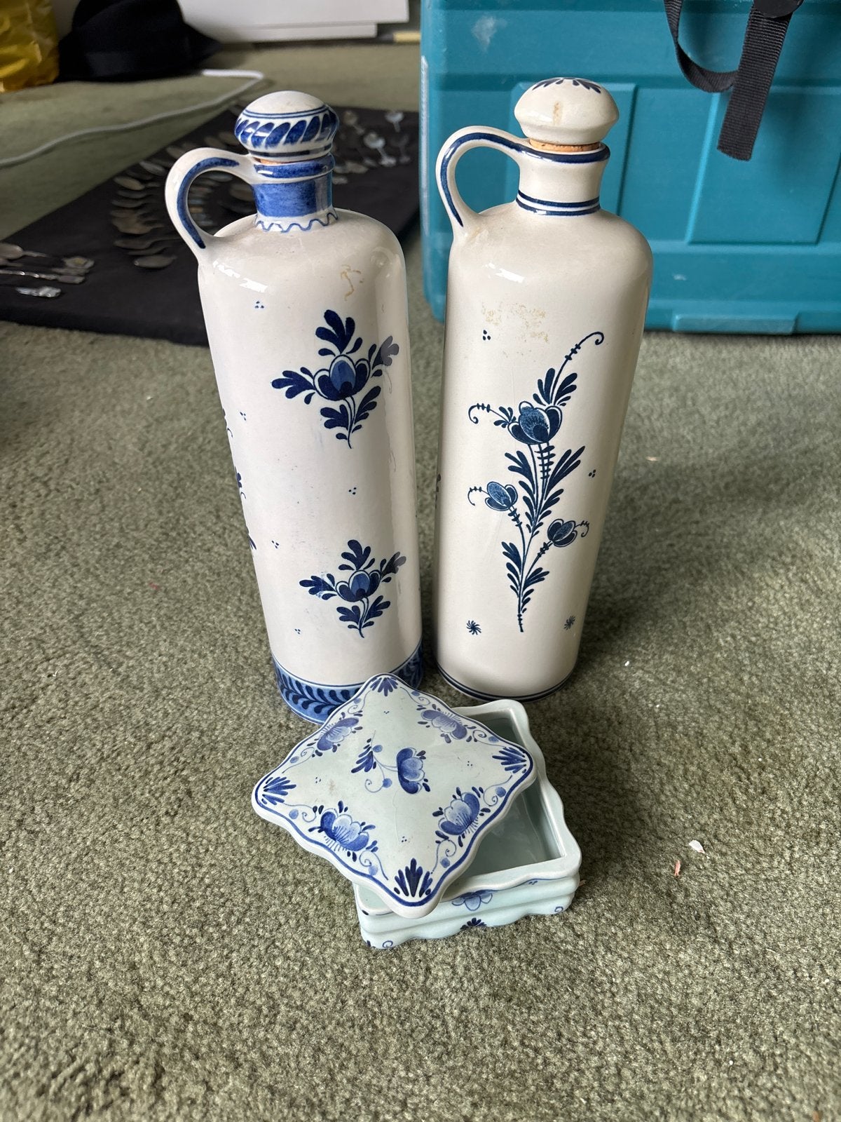 Delfts Blauw Porselein Set: Karaffen en Doosje, Ophalen