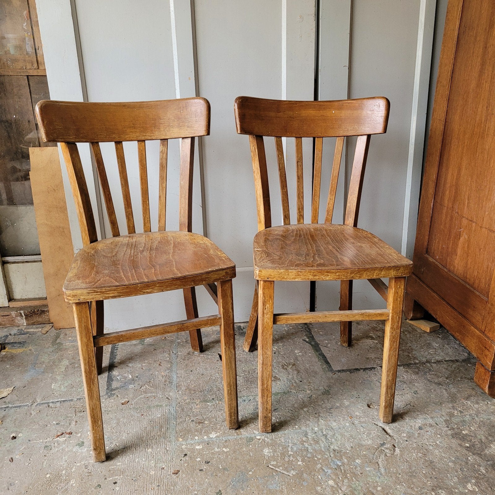 2 Brocante vintage oude cafestoelen eettafelstoelen, Ophalen