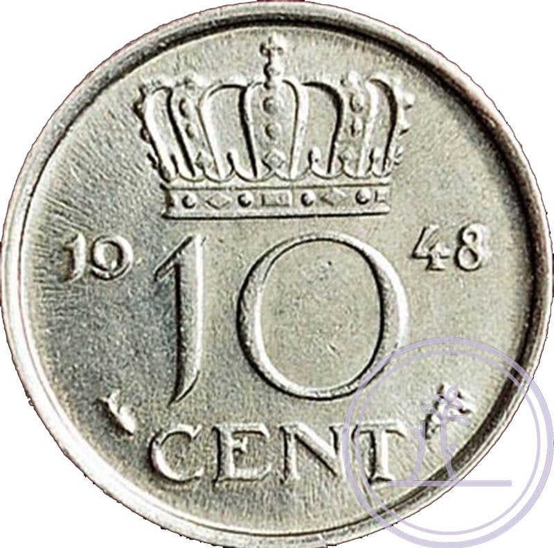 munt, Postzegels en Munten, Ophalen of Verzenden, Koningin Wilhelmina, 10 cent, Losse munt