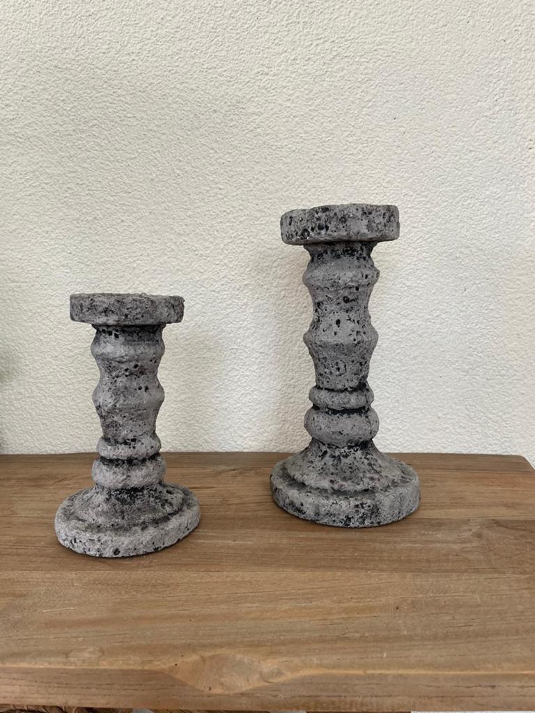 2 betonlook kandelaars., Ophalen of Verzenden, Zo goed als nieuw