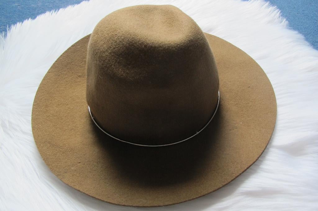 Felt fedora hat with metal band, Kleding | Dames, Hoeden en Petten, Ophalen of Verzenden, Nieuw, 55 cm (S, 6⅞ inch) of minder