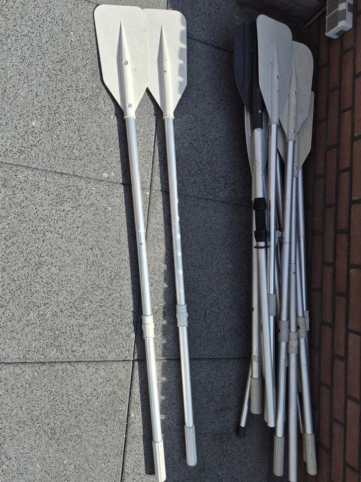 Aluminium roeispanen / peddels  rubberboot, Watersport en Boten, Peddels, Ophalen, Gebruikt, Enkelbladige peddel