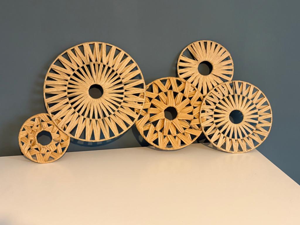 Set van 5 rotan wanddecoraties - Boheemse stijl, Huis en Inrichting, Woonaccessoires | Wanddecoraties, Ophalen, Boho, Decoratieobject
