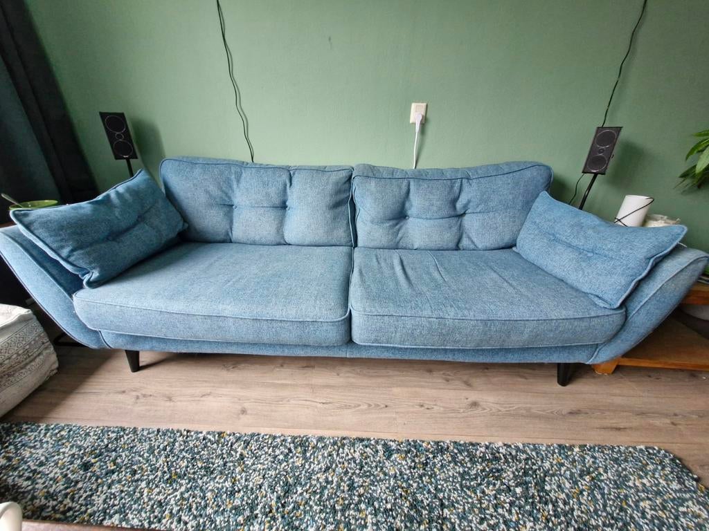 Blauwe bank - 220x93x85 cm, Ophalen, Gebruikt, Driepersoons, 75 tot 100 cm