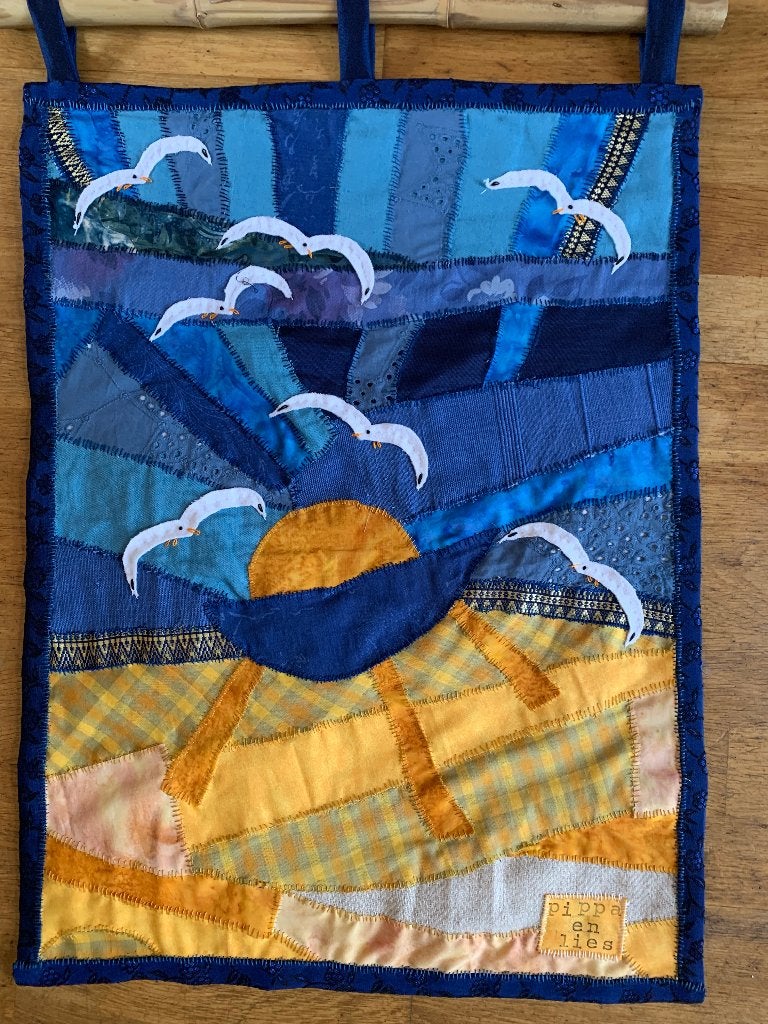 Patchwork wandkleed met meeuwen door Pippa & Lies, 48 cm, 65 cm, Nieuw, Ophalen of Verzenden