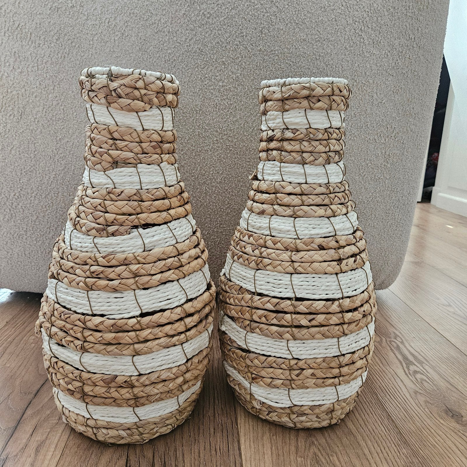 Set van 2 vazen rotan, Meerkleurig, Natuurlijk materiaal, Ophalen of Verzenden, Zo goed als nieuw