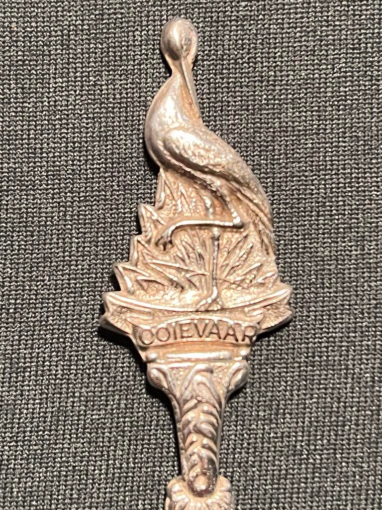 Vintage lepeltje Ooievaar., Antiek en Kunst, Antiek | Bestek, Ophalen of Verzenden