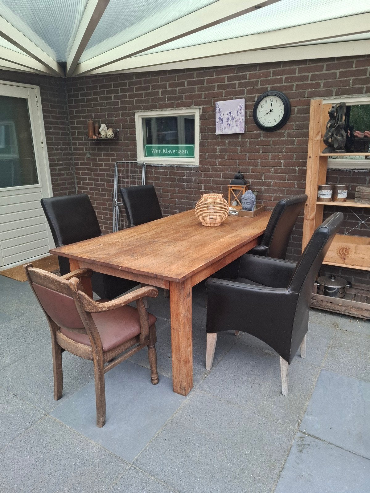 Teak eettafel 200x100x79cm, Ophalen, Gebruikt, 100 tot 150 cm, Teakhout
