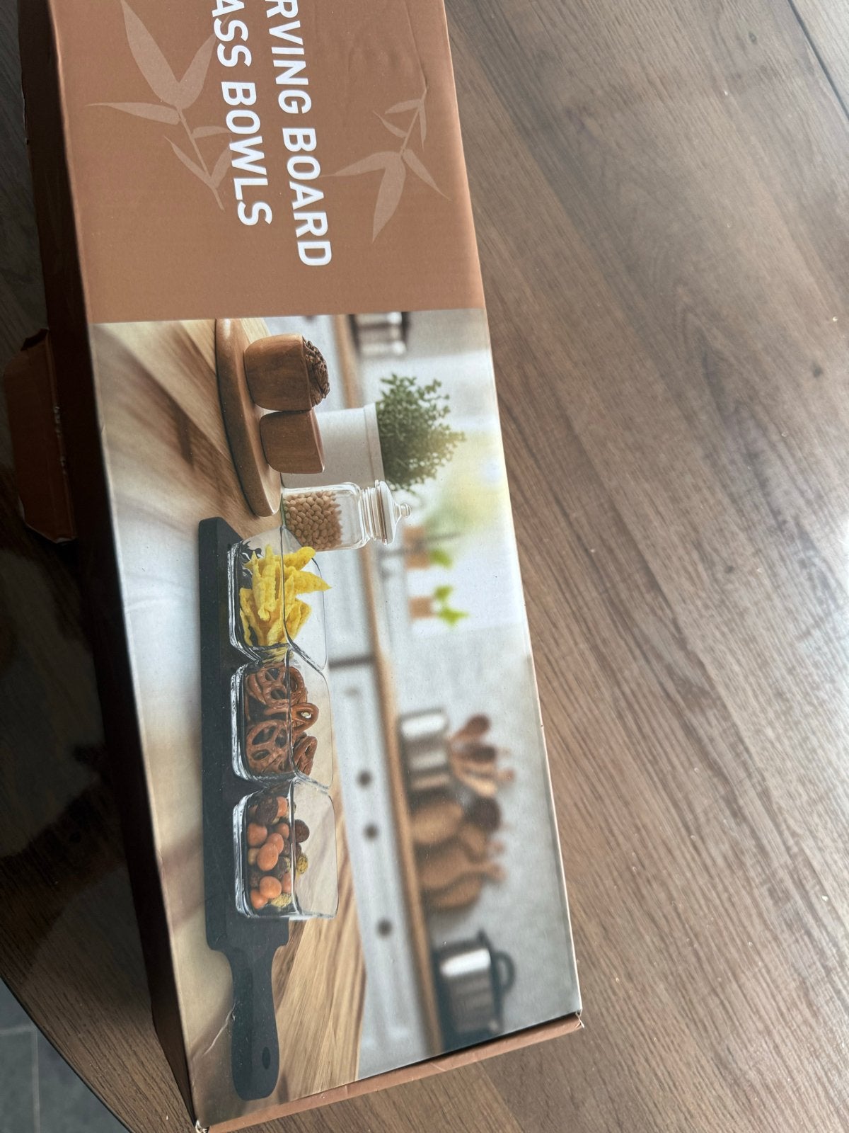 Plateau met serveerbakjes - Zo goed als nieuw, Snij-/serveerplank, Ophalen of Verzenden, Zo goed als nieuw, Hout