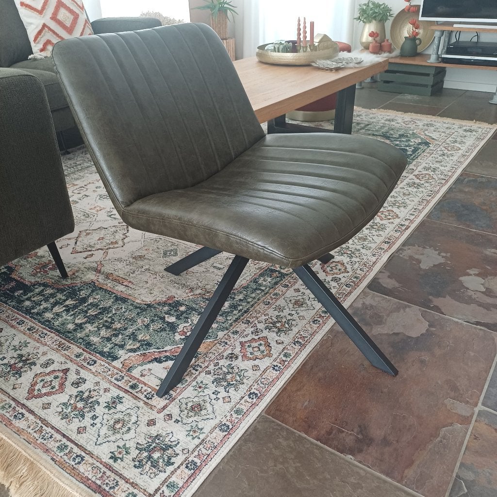olijfgroene draaifauteuil, Ophalen, 75 tot 100 cm, 50 tot 75 cm