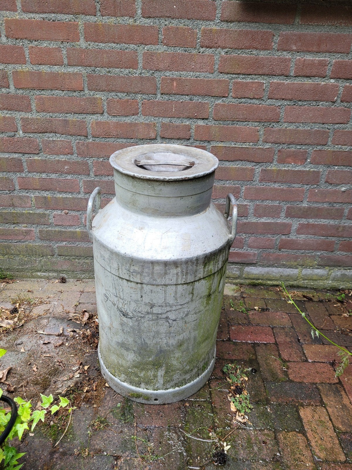 Authentieke aluminium melkbus 40L met deksel, Ophalen, Gebruikt