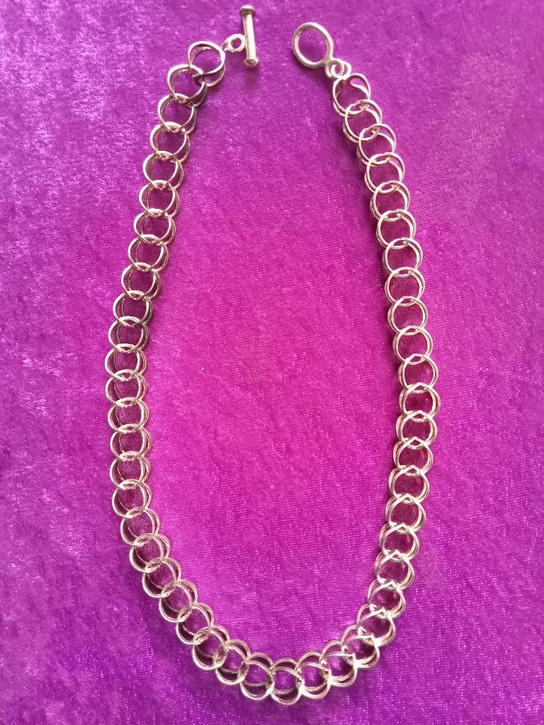 Mooi en Apart Handgemaakt Geheel Zilveren Collier, Verzenden, Zilver, Ketting
