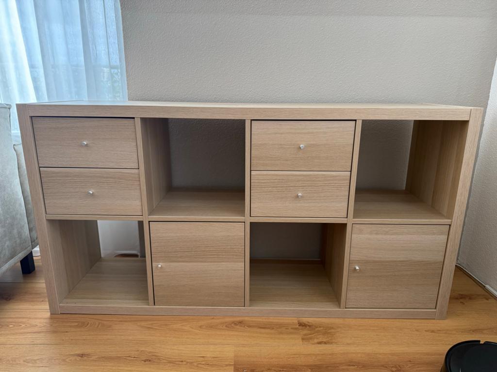 IKEA Kallax kast 8 vakken met 2 deurtjes en 4 lades, Ophalen, 5 laden of meer, 50 tot 100 cm, Zo goed als nieuw