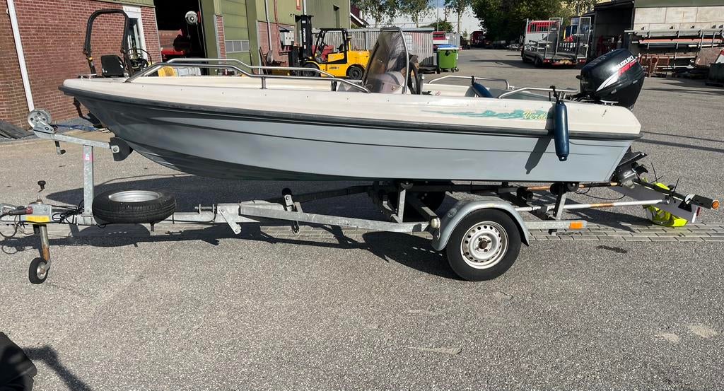 Terhi 4100 Console boot 15pk inclusief kantel trailer, Watersport en Boten, Vis- en Consoleboten, Ophalen, 10 tot 30 pk, Gebruikt