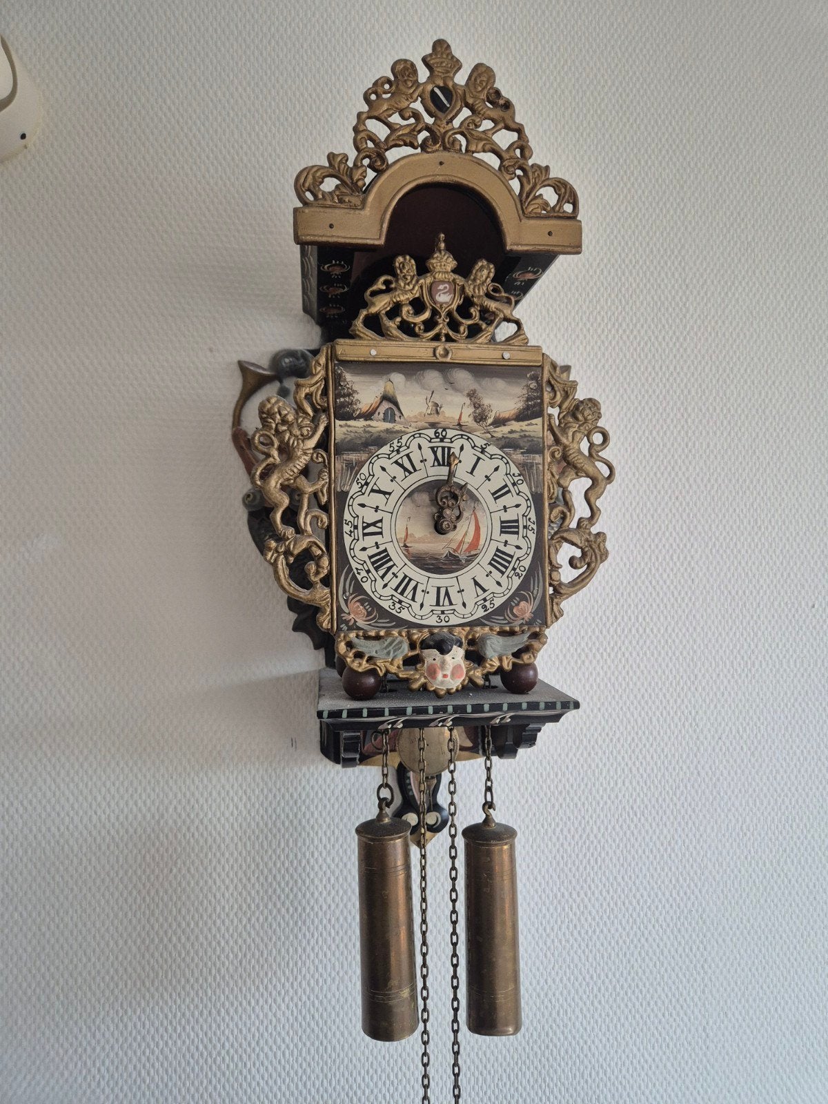 Antieke Friese Staartklok met Zeemeermin, Antiek en Kunst, Antiek | Klokken, Ophalen of Verzenden