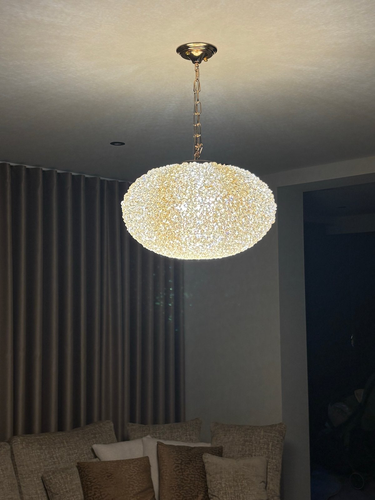 2x Luxe Hanglamp Ovaal Design, Huis en Inrichting, Lampen | Hanglampen, Ophalen, Zo goed als nieuw, Glas, Overige fittingen
