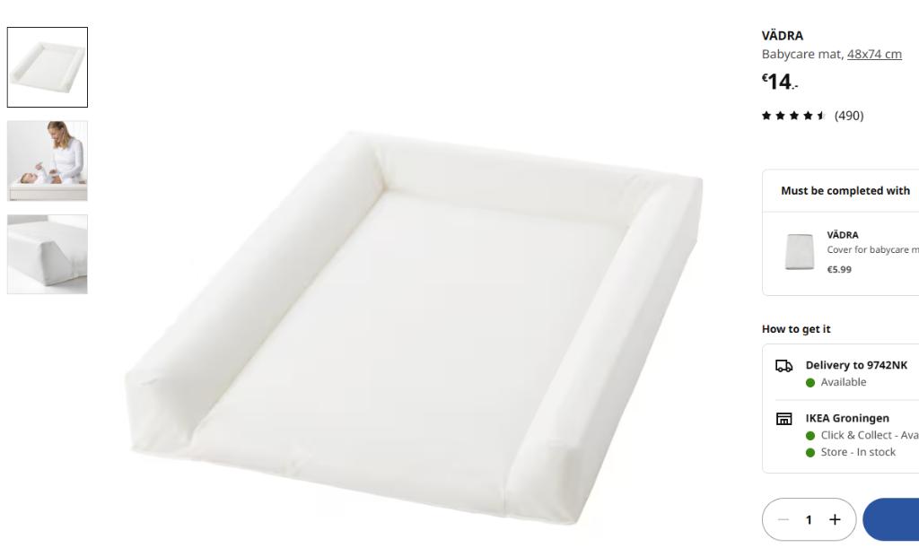 IKEA VADRA baby care mat, Ophalen of Verzenden, Gebruikt, Aankleedkussen, Overige merken