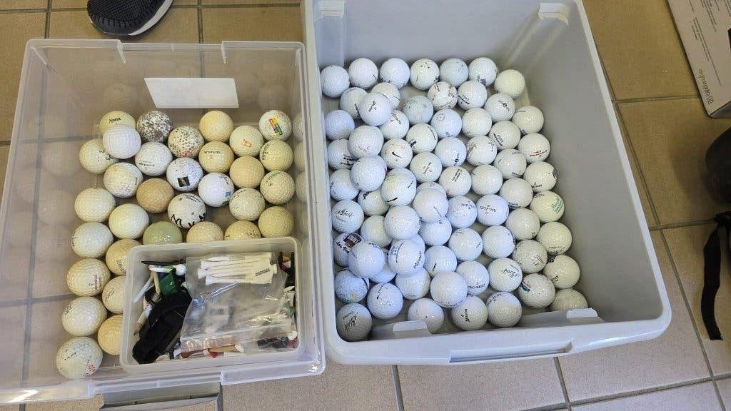 Ca. 110 golfballen en tees – nieuw en gebruikt, Sport en Fitness, Ophalen of Verzenden, Gebruikt, Bal(len)