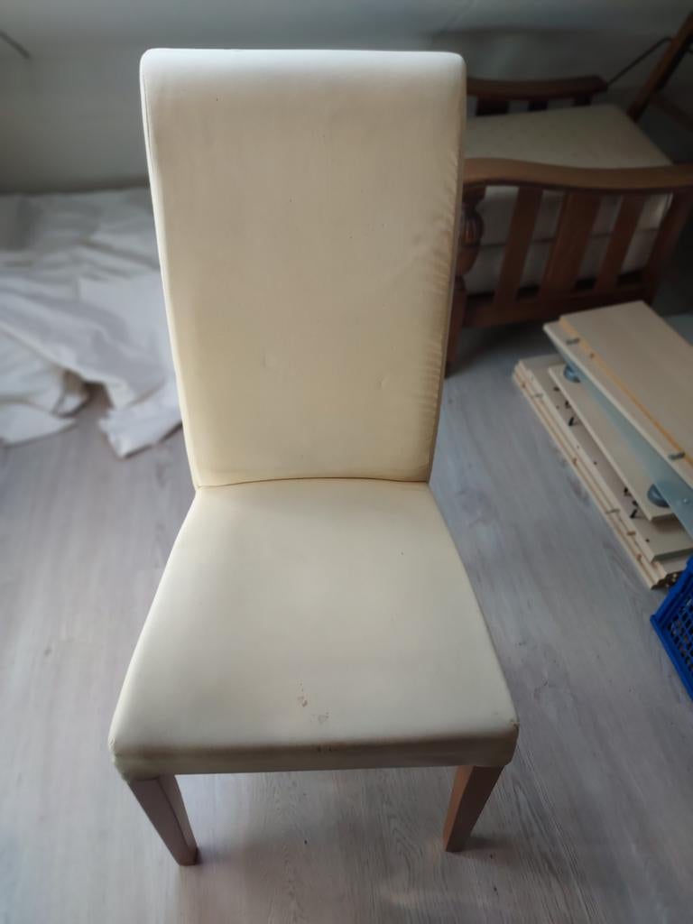 Crèmekleurige eetkamerstoel, Gebruikt, Overige kleuren, Ophalen of Verzenden, Stof
