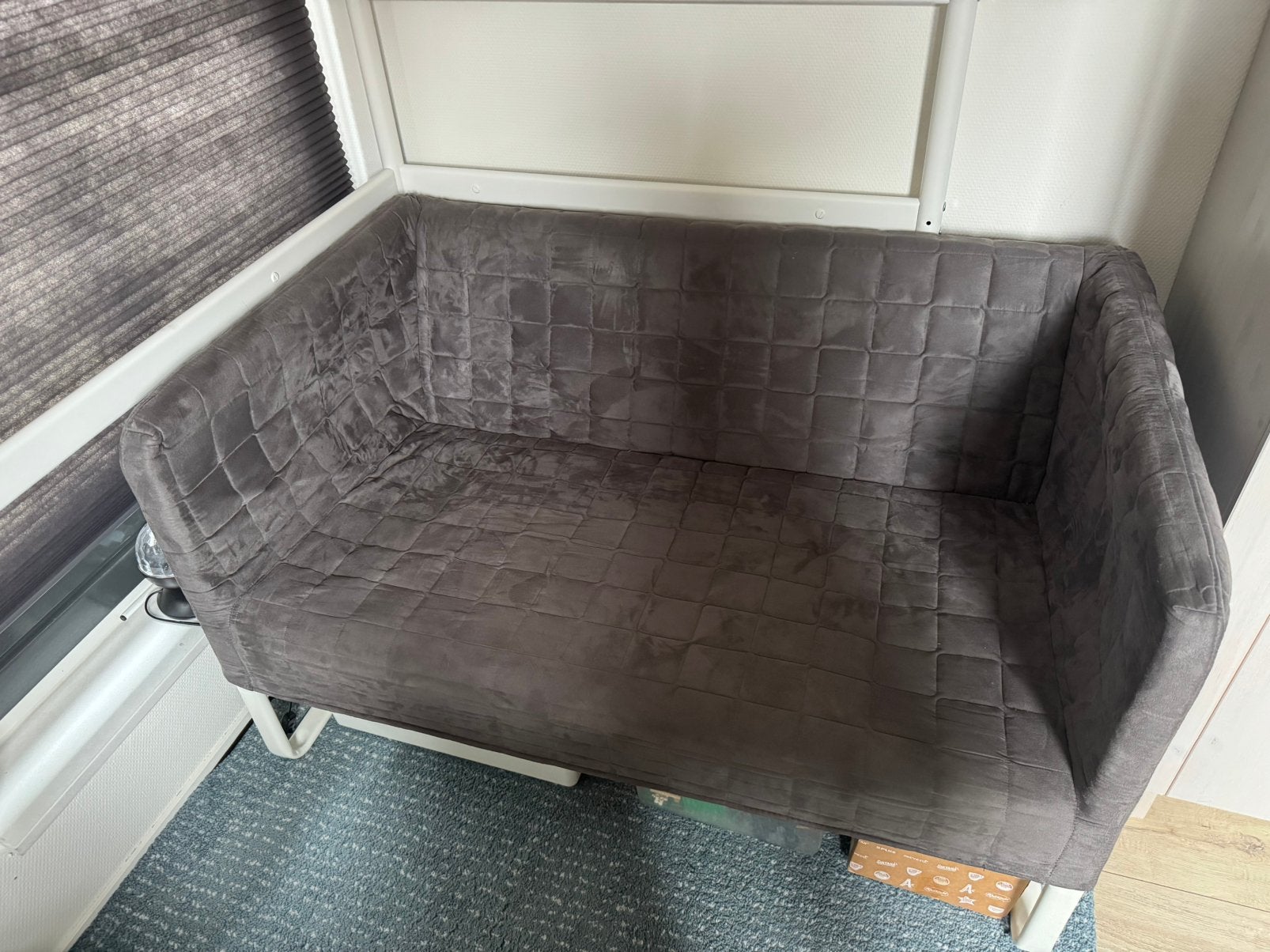 Ikea bankje knopparp grijs, Huis en Inrichting, Ophalen, Tweepersoons, 75 tot 100 cm, Zo goed als nieuw