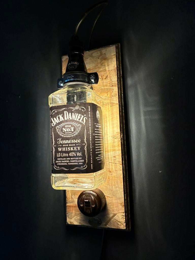 Jack Daniel’s wandlamp met bakeliet schakelaar, Ophalen of Verzenden, Nieuw, Glas, Mancave, vaderdag