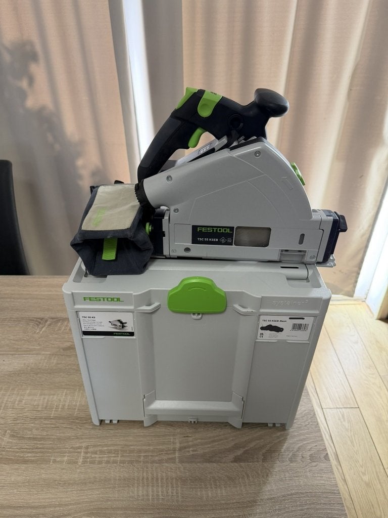 Festool TSC 55 KSEB-Basic Accu-invalcirkelzaag 18V, Gebruikt, Invalzaag, 600 tot 1200 watt, Ophalen of Verzenden