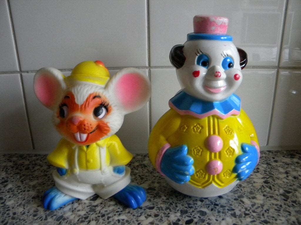 TUIMELAAR CLOWN INGEBOUWDE RAMMELAAR, PIEP MUIS VINTAGE, Ophalen of Verzenden, Gebruikt, Overige typen