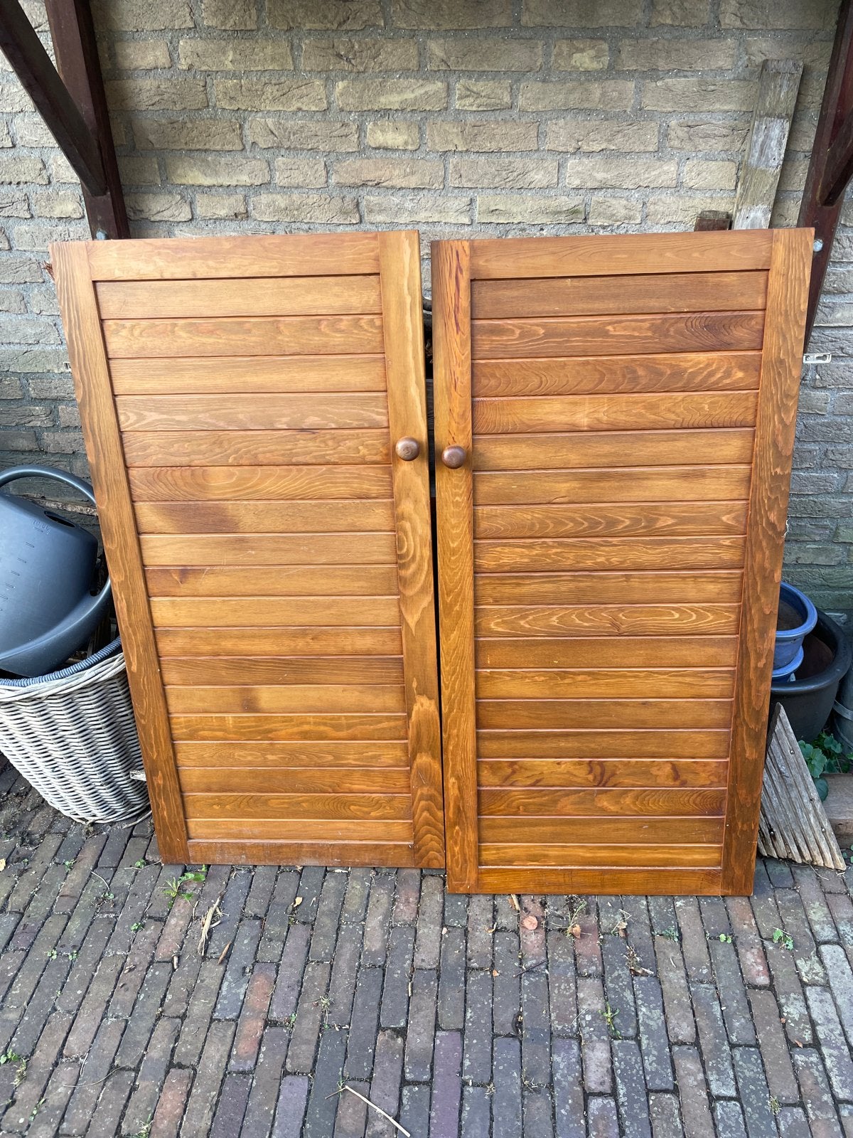 Houten kastdeuren- 2 Sets 2x  59x122cm, Antiek en Kunst, Ophalen of Verzenden