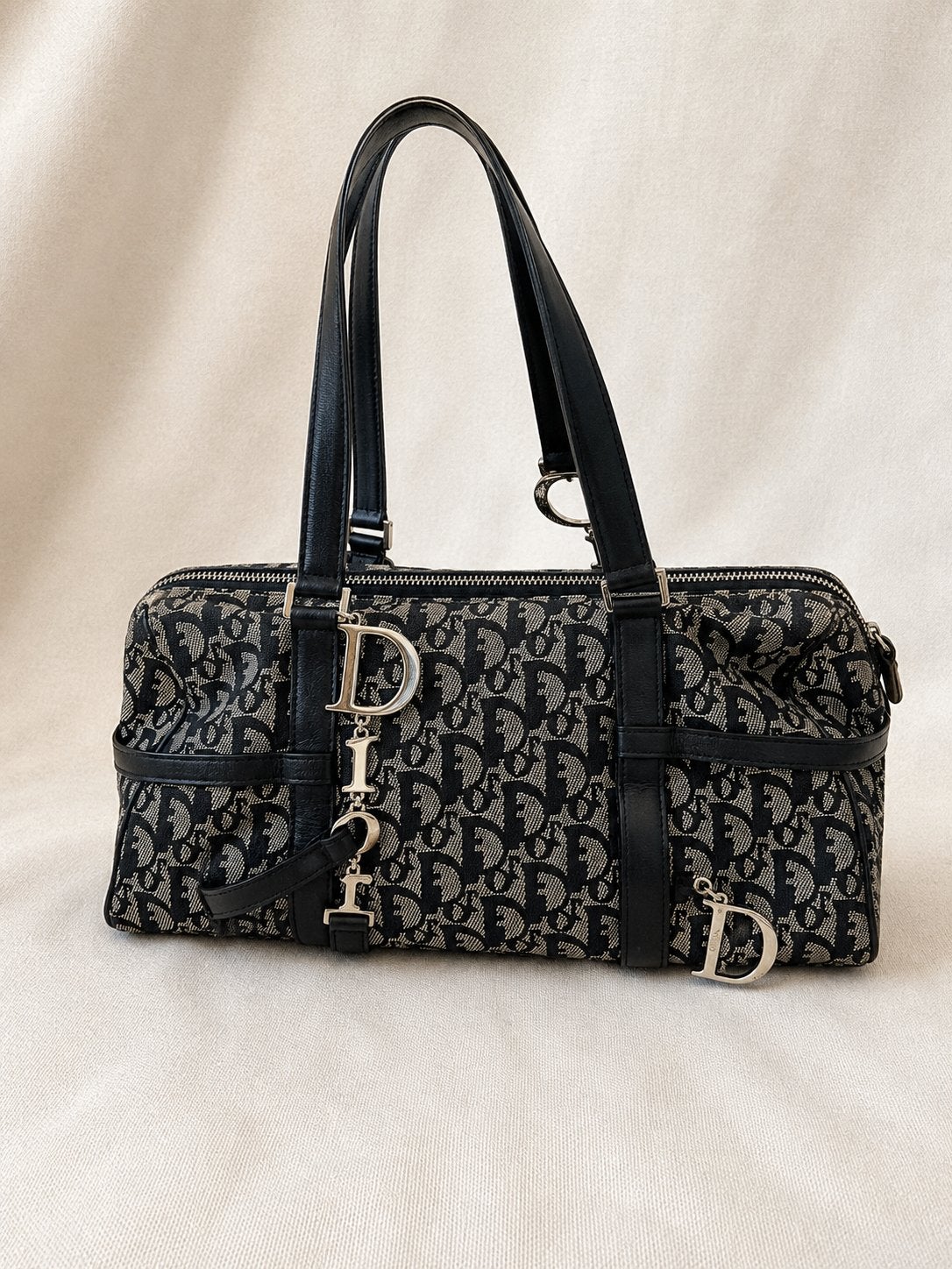 Christian Dior Vintage Oblique Handtas – Authentiek, Ophalen of Verzenden, Zo goed als nieuw, Handtas